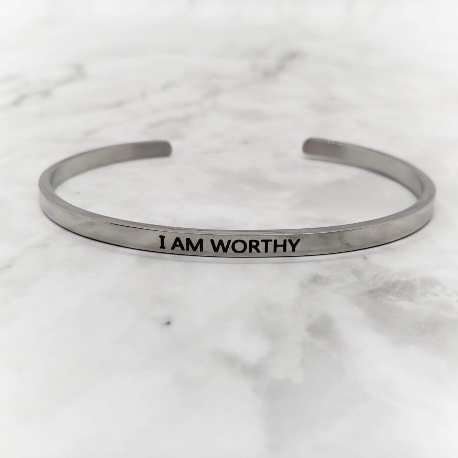 I Am Worthy - Motivational Cuff Bracelet (Gold or Silver) Bracelets & Bangles