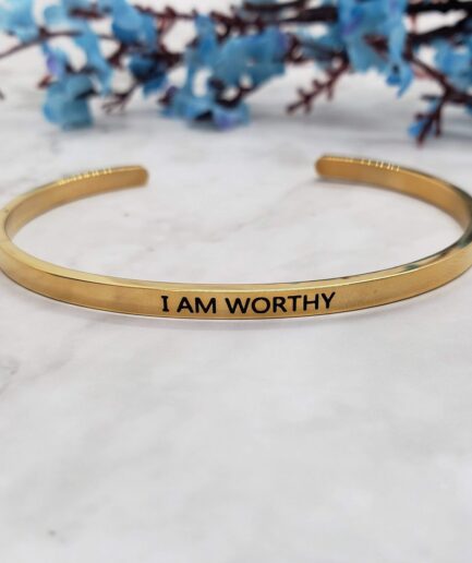 I Am Worthy - Motivational Cuff Bracelet (Gold or Silver) Bracelets & Bangles
