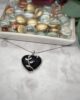 Obsidian Blooming Heart Pendant Necklace