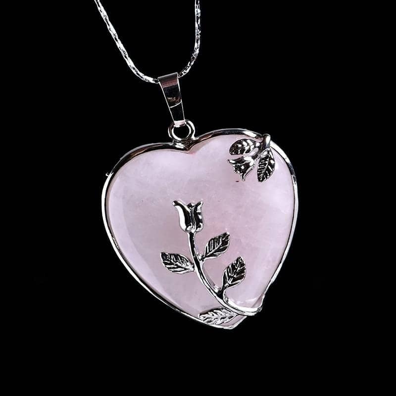 Blooming Heart - Natural Rose Quartz Heart Necklace Necklaces