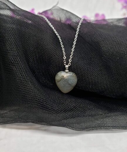 Transformative Healer - Hand-Carved Labradorite Heart Necklace Necklace