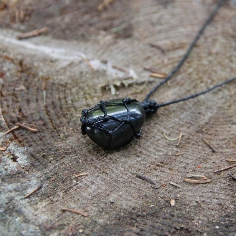 Roots of Protection - Shungite Macrame Necklace Pendant Necklaces A1