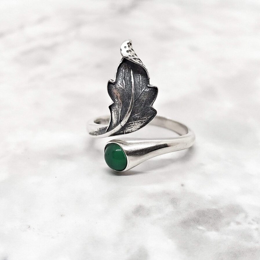 Flourishing Grandior - Jade Ring Rings Resizable / Green